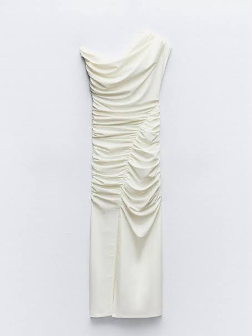 Zara One-Shoulder Ruched Midi Dress